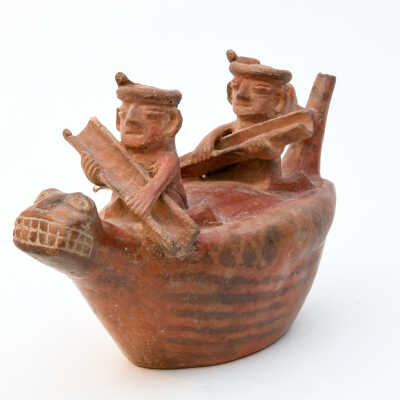 Inca Molded Pottery Model of a Reed Boat.
