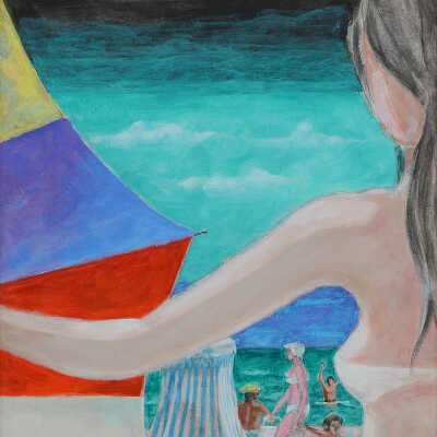 Bather and Beach Umbrella