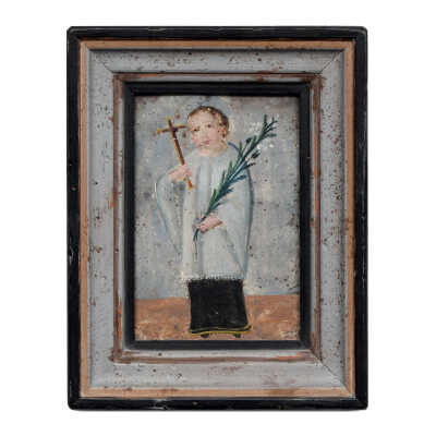 19th c. Mexican retablo of St. Aloysius Gonzaga