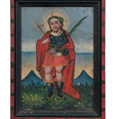 19th century Mexican retablo San Expedito (St. Expeditus)