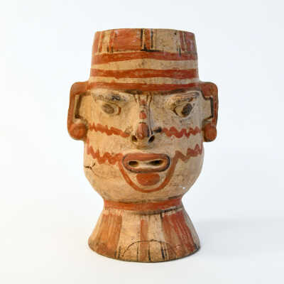 Wari Molded Pottery Head Vessel