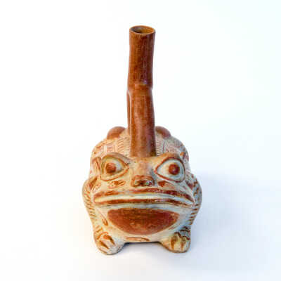 Middle Mochica Mold Made Pottery Toad Form Vessel