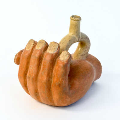 Early Mochica Mold Made Pottery Vessel in Hand-Form