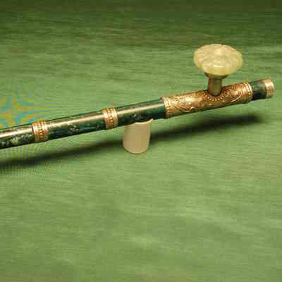 Chinese Jade and Silver Opium Pipe