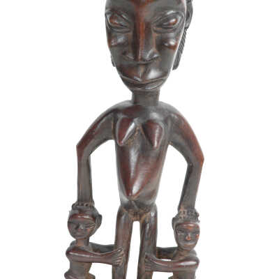 20th-c. Maternity Figure - Mother with Hands on Heads of Two Children
