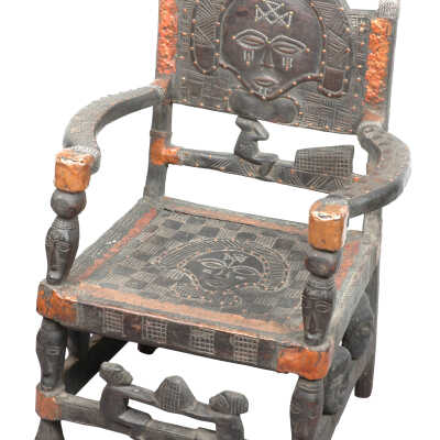 20th-Century Chokwe Chair from Kinshasa, Congo