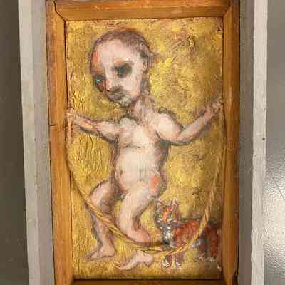 Homunculus with Feline in Inner City