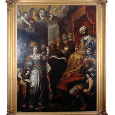 St. Catherine of Alexandria Debating the Pagan Philosophers or St. Catherine of Alexandria Before Emperor Maxentius.