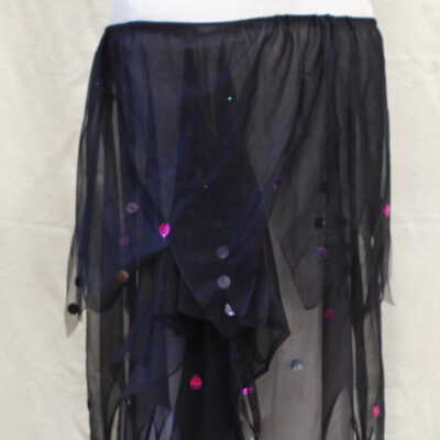 black net ragged hem