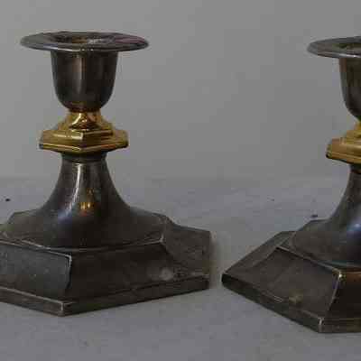 Candlestick Holders- Metal with "Gold" accents