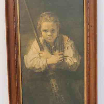 Reproduction of "Girl with Broom" by Rembrandt (1646- 1651)