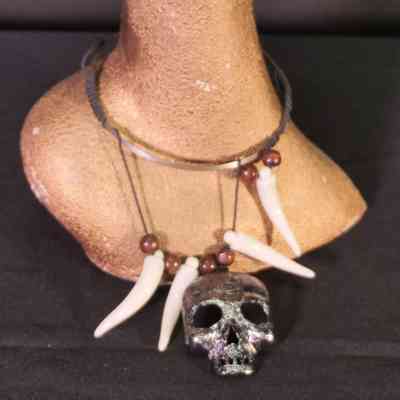 Jewellery- Neck piece with beads, string and skull