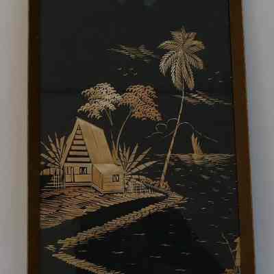 Framed Straw Art picture