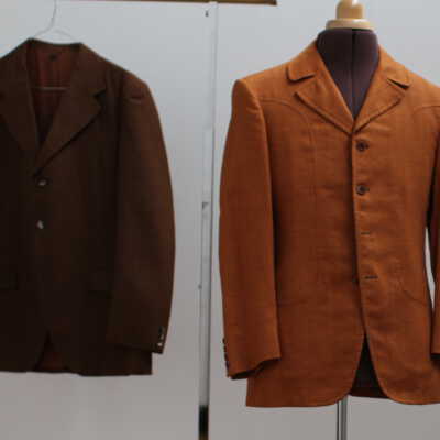 Orange 38" chest (right) Brown stripe 40" chest (left)