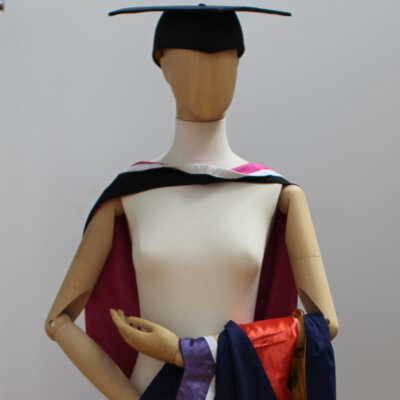 Graduation shawls and mortar board headwear