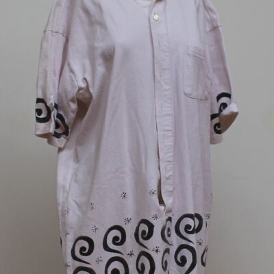 Cotton oversized shirt with black decorative detail