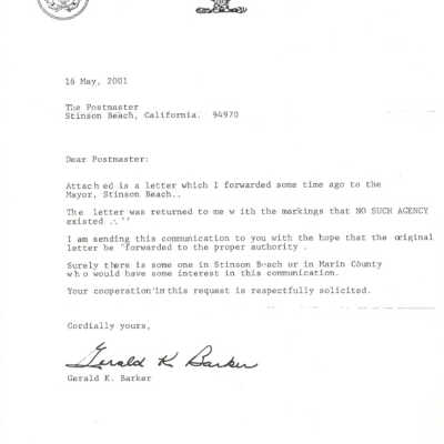 3pg letter and history from Capt. Barker