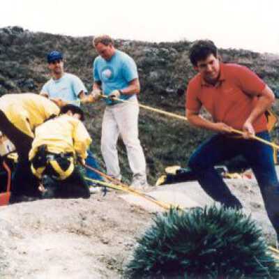 Cliff Rescue Drill with 6 Firemen