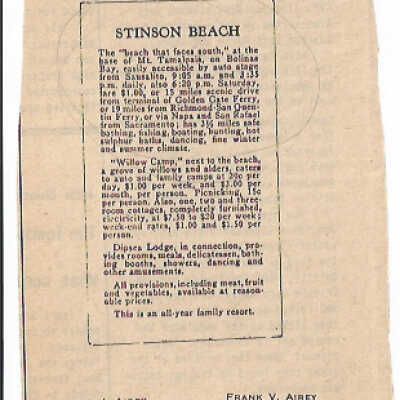 Ad of Dipsea Lodge and Hotel Airey