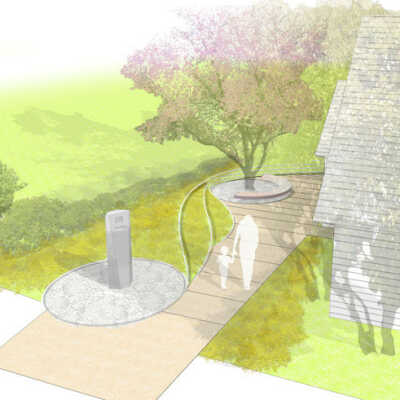 Entry Name Stone and Blossom Tree