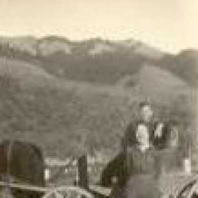 wooden cart and couple