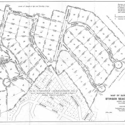 Stinson Beach Highlands Subdivision Map 1945