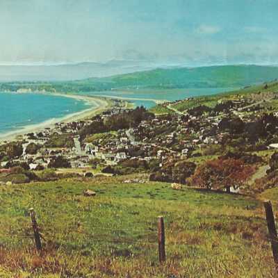Postcard of a Panoramic View of Stinson Beach with Seadrift & Bolinas in distance