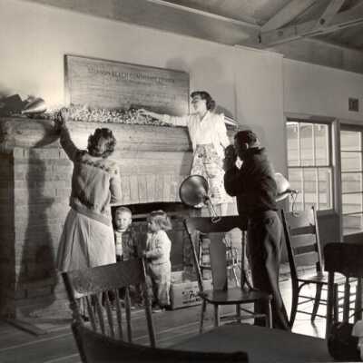 Decorating for the Community Center Dedication