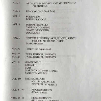 Archive Contents index