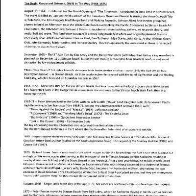 Stinson Beach Music Timeline:1960s to Present