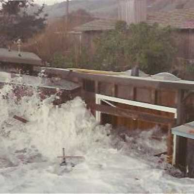 Ocean Waves Breach Seawall