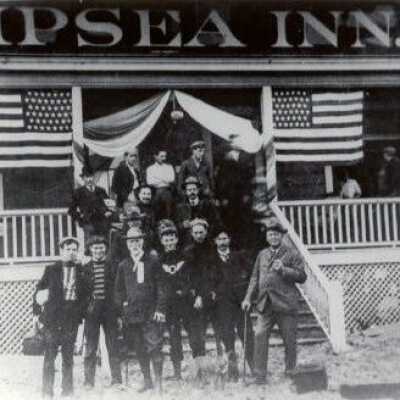 Olympic club Members on the steps of the Dipsea Inn