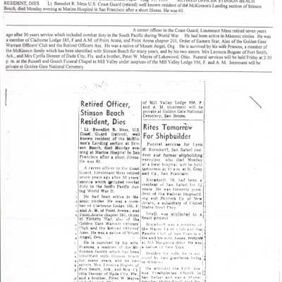 Benedict Mess Obit