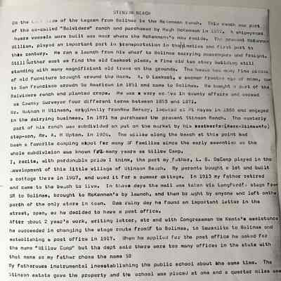 History of Stinson Beach by Alice AlgarAlgar, 1938