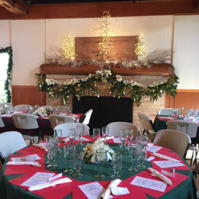 Table in front of Fireplace