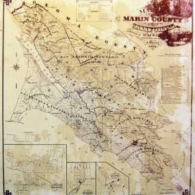 Map of Marin County, California Completed by H. Austin from Official Surveys and (Illegible) Drawn by F. Whitney 1873