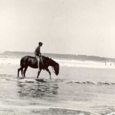 Frank Airey on old horse,"Nellie"