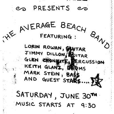 Average Beach Band poster.