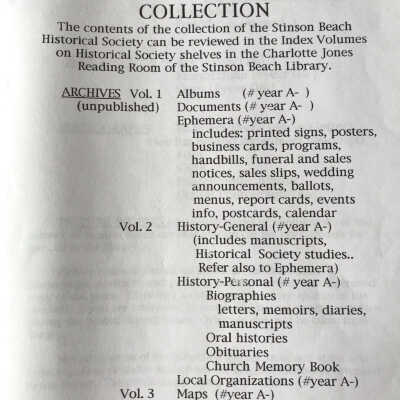 Archive Contents index