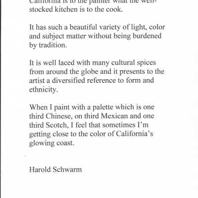 Harold Schwarm Painter Quote