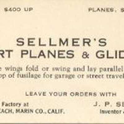 Calling Card Sellmer Aeroplane Factory