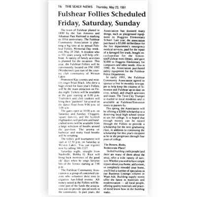 (1991) Newspaper Excerpt