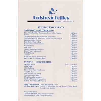 (1986) Schedule of Events
