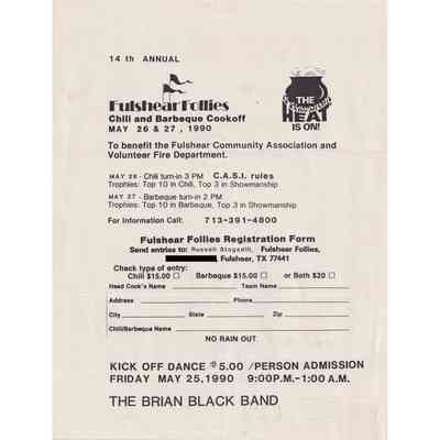(1990) Registration Form (Chili & Barbeque Cookoff)