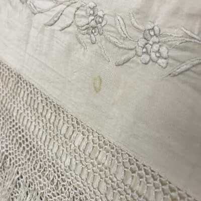 large shawl condition detail, stain