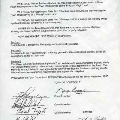Resolution 97-27 Authorizing the Filming of Practical Magic