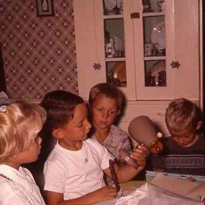 17. KJH 6th birthday party - Aug 20, 1958: Nancy (Bailey) Conrad, KJH, Hamlin?, unknown