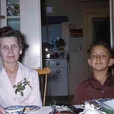 29. Agnes Spangler and KJH, Christmas Dinner: Zylstra House - 1959