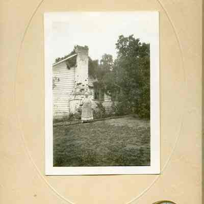 Henrietta Izett Frostad, log house built by her father "Tyee" Izett on Cresent Harbor