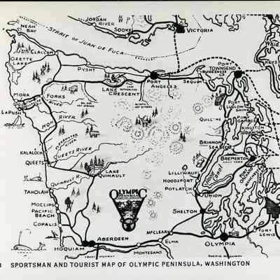 Sportsman and Tourist Map of Olympic Peninsula postcard